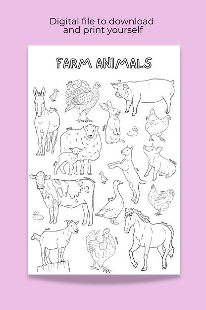 Giant coloring poster | Farm animals